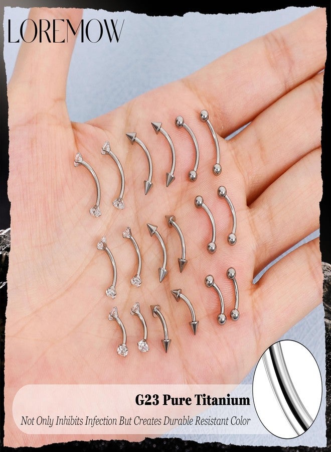 LOREMOW 16G G23 Pure Titanium Eyebrow Piercing Jewelry for Women Men Small Curved Barbell Belly Ring Eyebrow Vertical Labret Lip Tongue Ring Rook Helix Conch Daith Earring Piercing Jewelry Sliver 8MM - Image 4